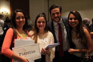 Delegates representing Bangladesh and Pakistan are all smiles in committee.